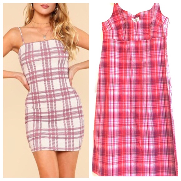 H&m Plaid pink strapless dress - Picture 4 of 4